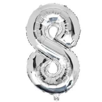 Фольгована цифра 8 розмір 35см Срібло