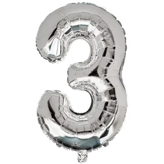 Фольгована цифра 3 розмір 35см Срібло