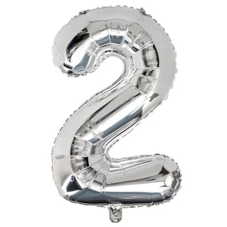 Фольгована цифра 2 розмір 35см Срібло