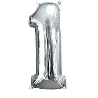 Фольгована цифра 1 розмір 35см Срібло