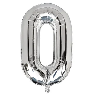 Фольгована цифра 0 розмір 35см Срібло