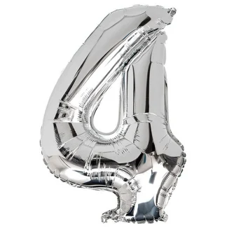 Фольгована цифра 4 розмір 35см Срібло