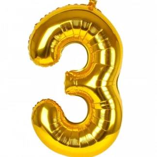 Фольгована цифра 3 розмір 75 см Золото