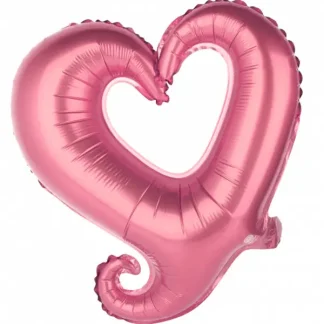 Фольгована повітряна куля Серце Вензель Рожевий  45 см