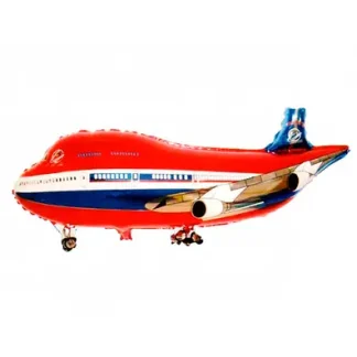 Фольгована повітряна куля "Літак", розмір - 80*38 см., колір - червоний