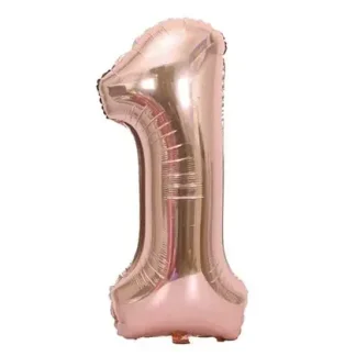 Фольгована цифра 1 розмір 75 см Рожеве золото