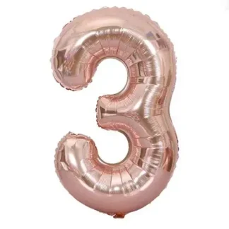Фольгована цифра 3 розмір 75 см Рожеве золото