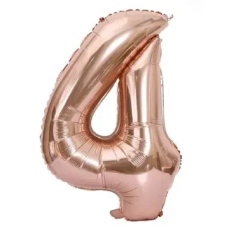 Фольгована цифра 4 розмір 75 см Рожеве золото