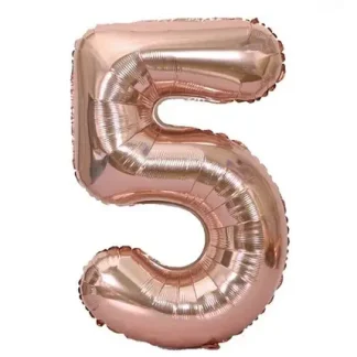 Фольгована цифра 5 розмір 75 см Рожеве золото