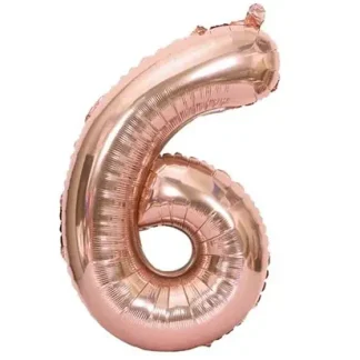 Фольгована цифра 6 розмір 75 см Рожеве золото