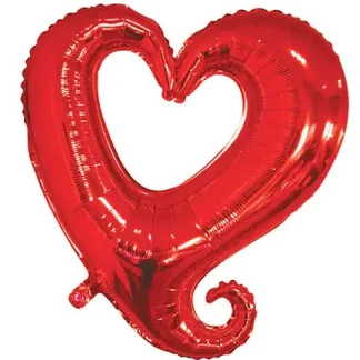 Фольгована повітряна куля Серце Вензель червоне 45 см