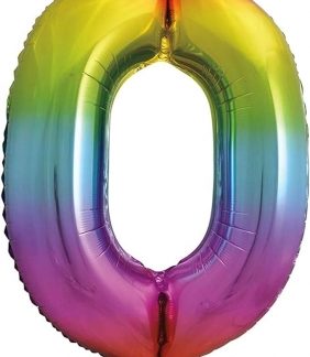 Фольгована цифра 0 розмір 75 см Райдужна