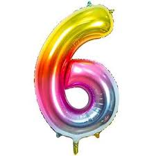 Фольгована цифра 6 розмір 75 см Райдужна