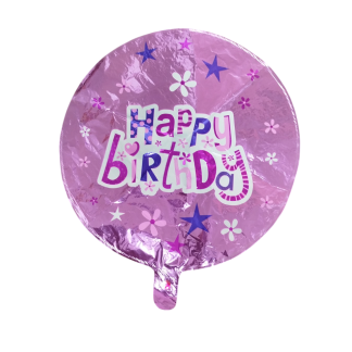 Фольгована повітряна куля кругла Happy Birthday розова, розмір 45 см