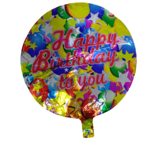 Фольгована повітряна куля кругла Happy Birthday яскрава, розмір 45 см